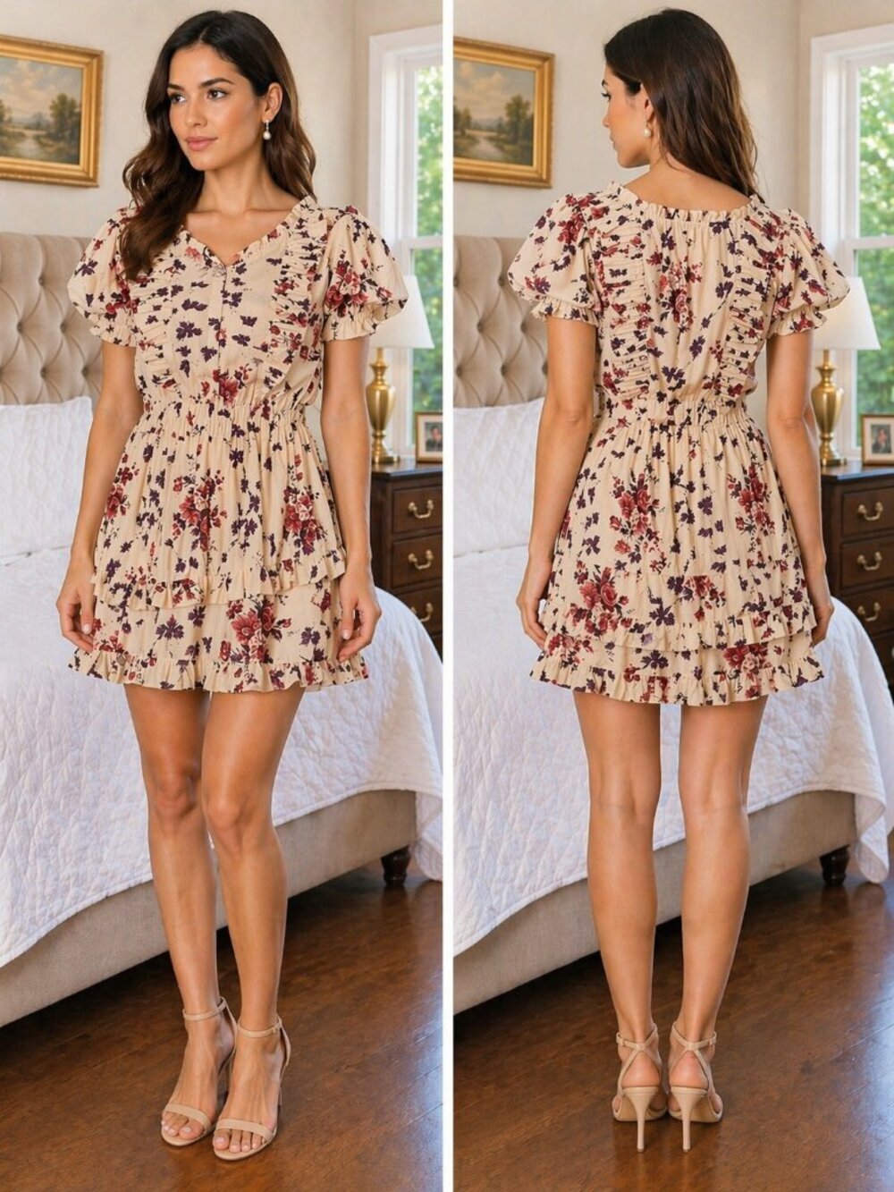 LoveShackFancy Sutton Antique White Floral Mini Dress $345